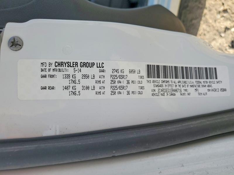 58324646 :رقم المزاد ، 2C4RDGEG1ER406716 vin ، 2014 Dodge Grand Caravan مزاد بيع