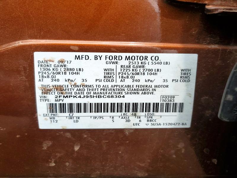 Продаж на аукціоні авто 2017 Ford Edge, vin: 2FMPK4J95HBC68304, номер лоту: 58316576