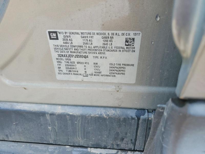 2018 Chevrolet Equinox მანქანა იყიდება აუქციონზე, vin: 3GNAXJEV1JS580404, აუქციონის ნომერი: 56634336