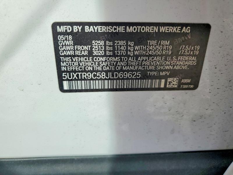 Aukcja sprzedaży 2018 Bmw X3, vin: 5UXTR9C58JLD69625, numer aukcji: 56223236