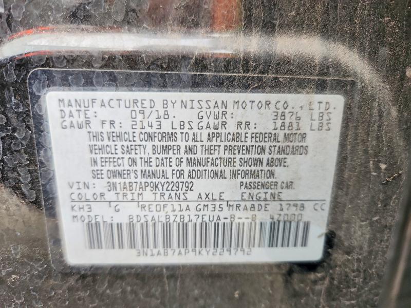 Продаж на аукціоні авто 2019 Nissan Sentra, vin: 3N1AB7AP9KY229792, номер лоту: 55911116