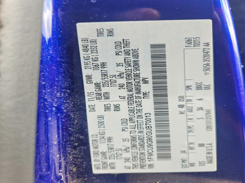 Продаж на аукціоні авто 2016 Ford Escape, vin: 1FMCU9G90GUB70013, номер лоту: 58762646