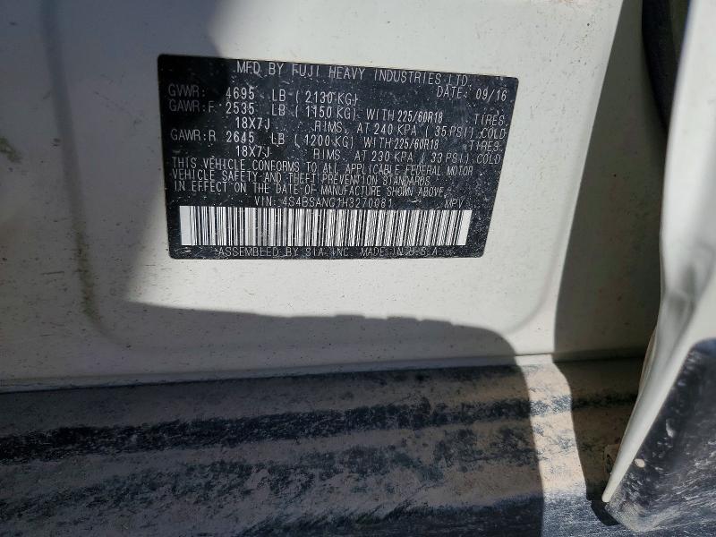 Продаж на аукціоні авто 2017 Subaru Outback, vin: 4S4BSANC1H3270081, номер лоту: 57068366