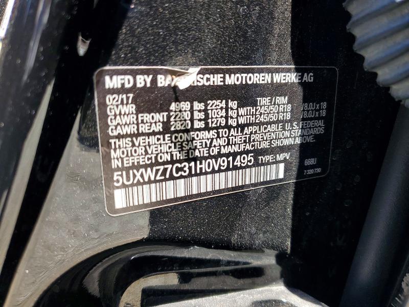 Продажа на аукционе авто 2017 Bmw X3, vin: 5UXWZ7C31H0V91495, номер лота: 58185316