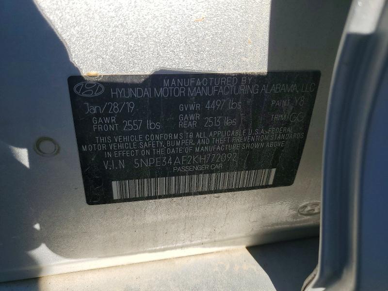 Продаж на аукціоні авто 2019 Hyundai Sonata, vin: 5NPE34AF2KH772092, номер лоту: 56262556