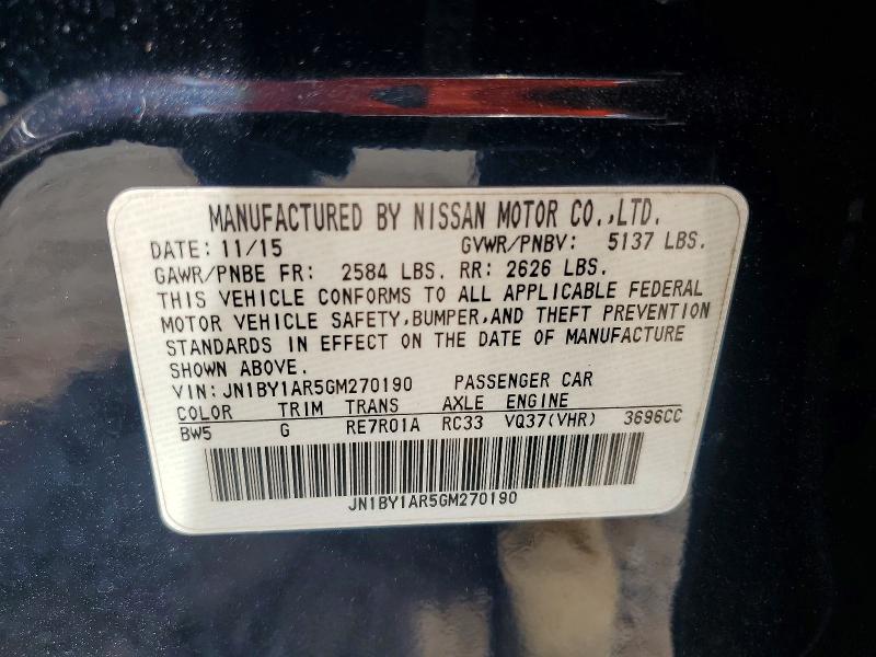 Продажа на аукционе авто 2016 Infiniti Q70, vin: JN1BY1AR5GM270190, номер лота: 56367636