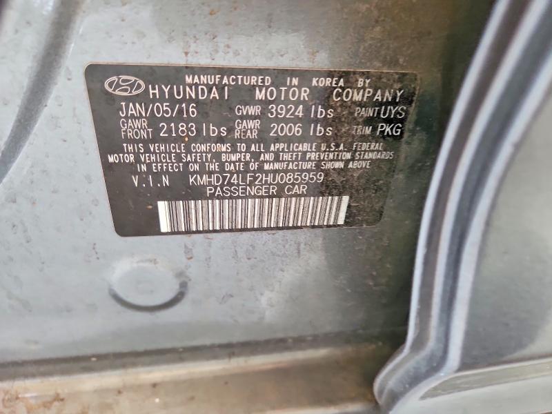 57730016 :رقم المزاد ، KMHD74LF2HU085959 vin ، 2017 Hyundai Elantra مزاد بيع