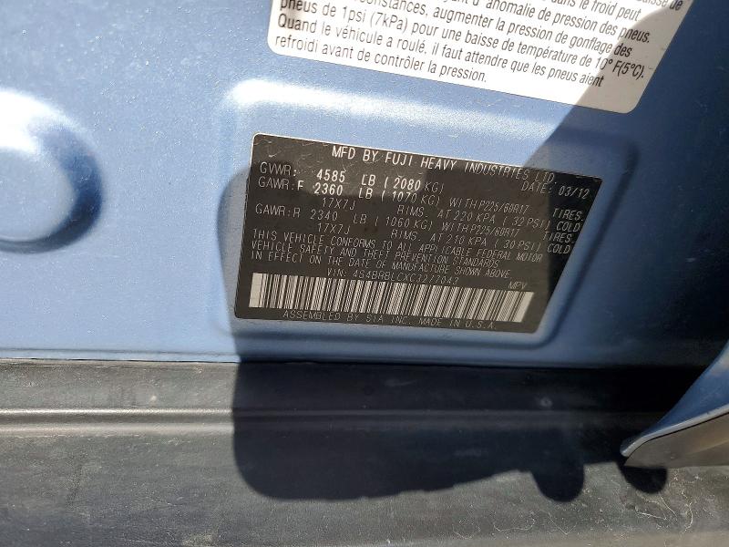 56838956 :رقم المزاد ، 4S4BRBLCXC3277043 vin ، 2012 Subaru Outback مزاد بيع