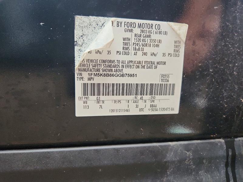 Aukcja sprzedaży 2016 Ford Explorer, vin: 1FM5K8B86GGB75951, numer aukcji: 56737686