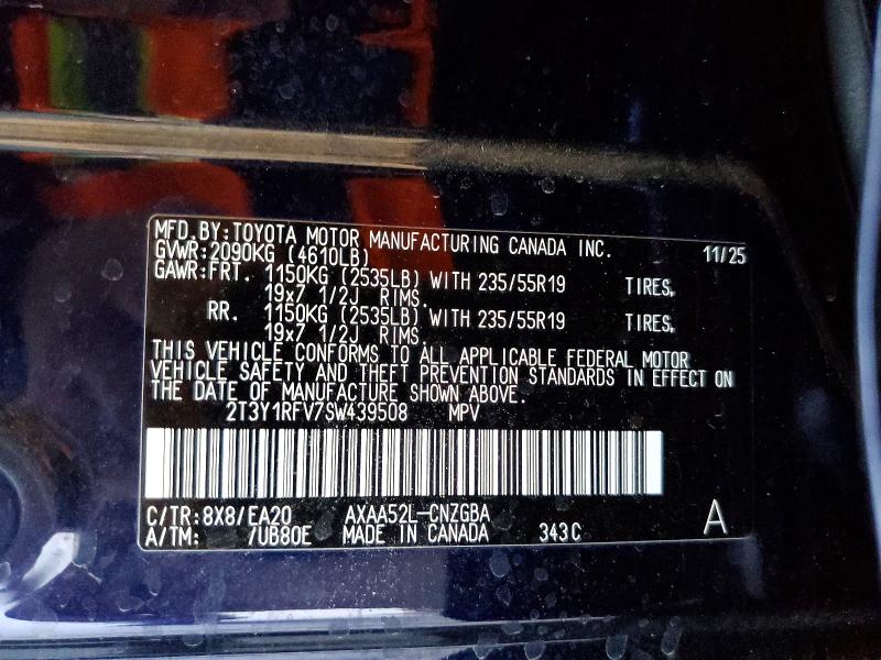 Продажа на аукционе авто 2025 Toyota Rav4, vin: 2T3Y1RFV7SW439508, номер лота: 58507316