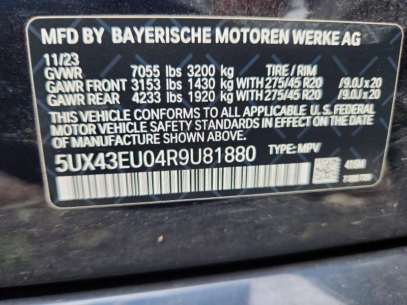Aukcja sprzedaży 2024 Bmw X5, vin: 5UX43U04R9U81880, numer aukcji: 58010046