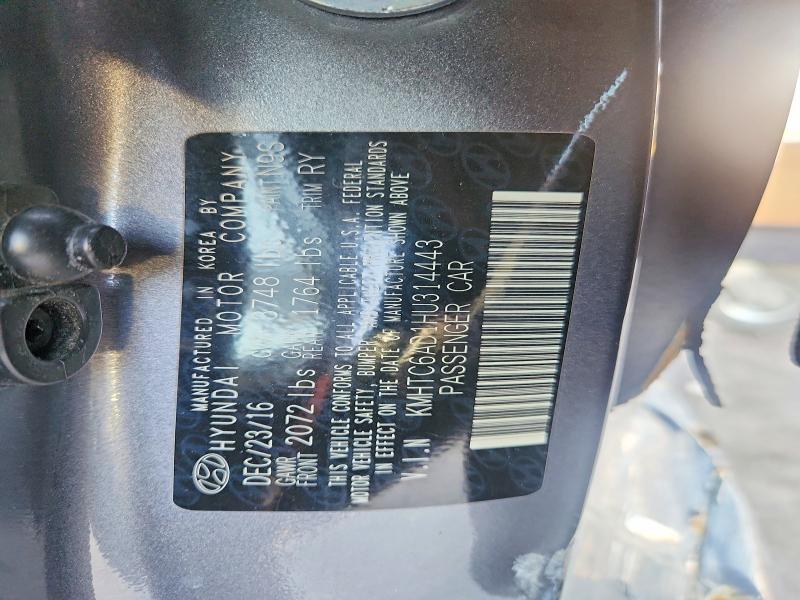 Продаж на аукціоні авто 2017 Hyundai Veloster, vin: KMHTC6AD1HU314443, номер лоту: 57902356