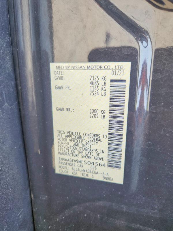 Aukcja sprzedaży 2021 Nissan Maxima, vin: 1N4AA6FV9MC504564, numer aukcji: 56102176