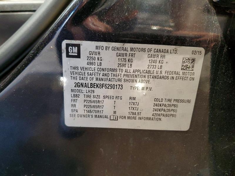 Aukcja sprzedaży 2015 Chevrolet Equinox, vin: 2GNALBEK8F6290173, numer aukcji: 53729286
