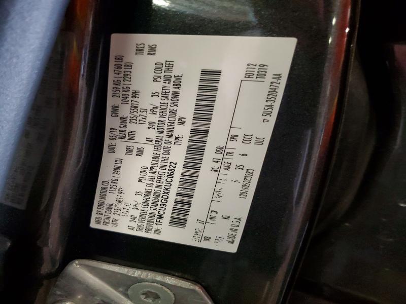 2019 Ford Escape მანქანა იყიდება აუქციონზე, vin: 1FMCU9GDXKUC06822, აუქციონის ნომერი: 56498176