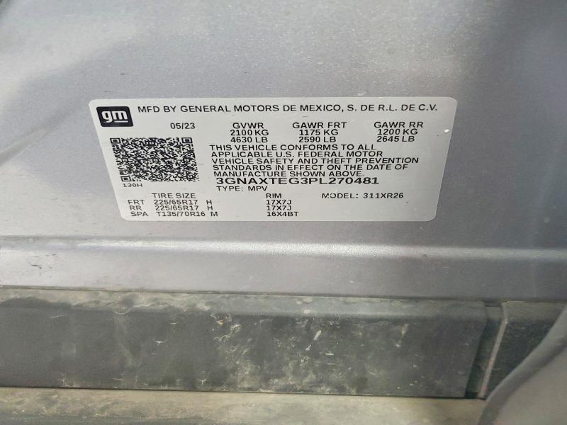 54644596 :رقم المزاد ، 3GNAXTEG3PL270481 vin ، 2023 Chevrolet Equinox مزاد بيع