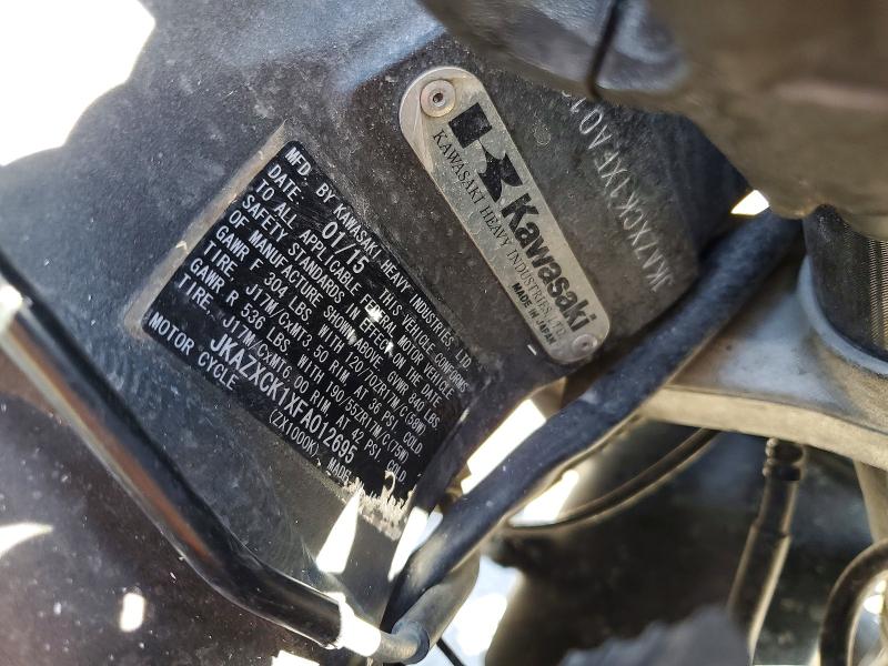 Продаж на аукціоні авто 2015 Kawasaki Zx1000, vin: JKAZXCK1XFA012695, номер лоту: 58748916