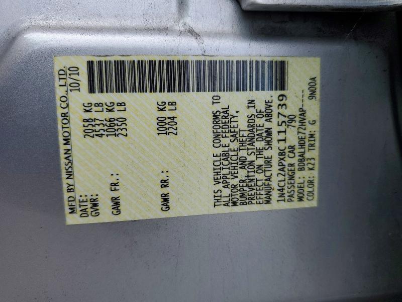Aukcja sprzedaży 2011 Nissan Altima, vin: 1N4CL2APXBC115739, numer aukcji: 59161106