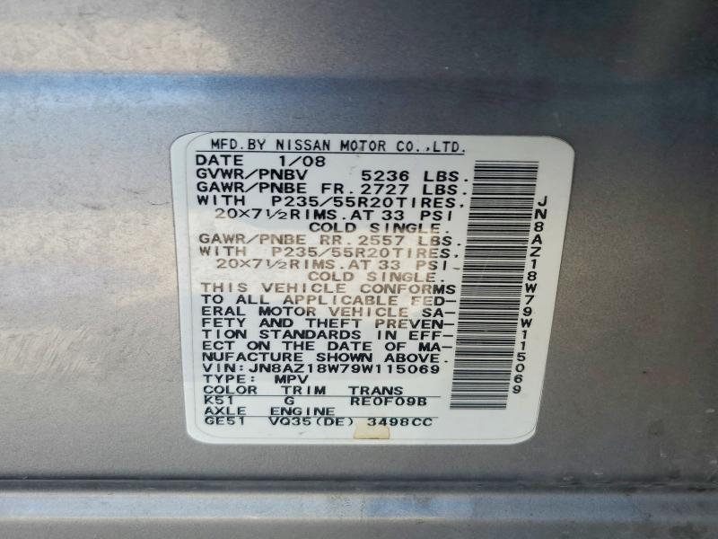 Продаж на аукціоні авто 2009 Nissan Murano, vin: JN8AZ18W79W115069, номер лоту: 57751376