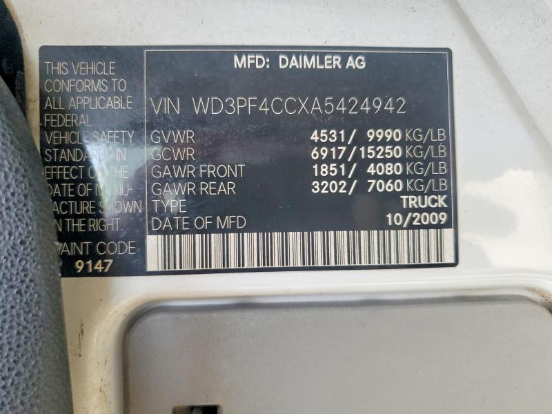 2010 Mercedes Benz Sprinter მანქანა იყიდება აუქციონზე, vin: WD3PF4CCXA5424942, აუქციონის ნომერი: 57202086