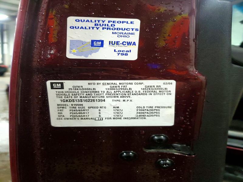 57590946 :رقم المزاد ، 1GKDS13S162261394 vin ، 2006 Gmc Envoy مزاد بيع