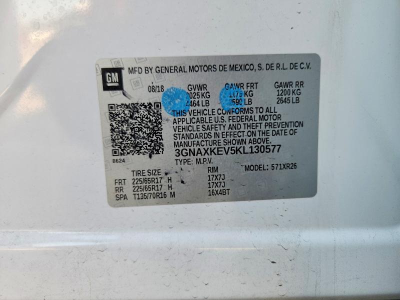 Продажа на аукционе авто 2019 Chevrolet Equinox, vin: 3GNAXKEV5KL130577, номер лота: 55754726