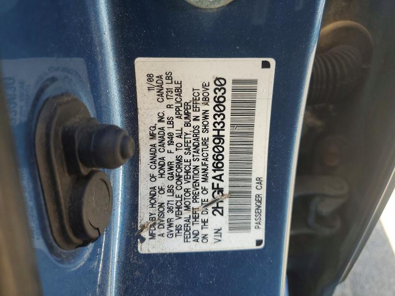 2009 Honda Civic მანქანა იყიდება აუქციონზე, vin: 2HGFA16609H330630, აუქციონის ნომერი: 56407266