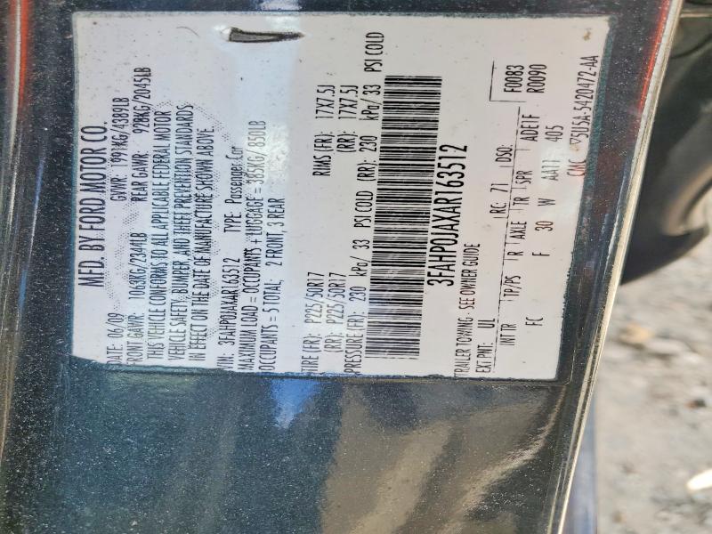 54925296 :رقم المزاد ، 3FAHP0JAXAR163512 vin ، 2010 Ford Fusion مزاد بيع