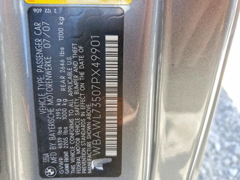 Продажа на аукционе авто 2007 Bmw 335, vin: WBAWL73507PX49901, номер лота: 57643606