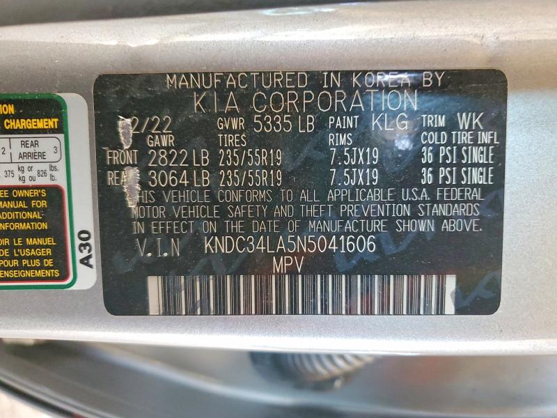 Продаж на аукціоні авто 2022 Kia Ev6, vin: KNDC34LA5N5041606, номер лоту: 55602736