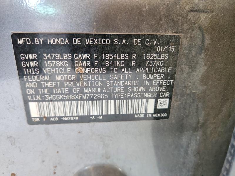 2015 Honda Fit მანქანა იყიდება აუქციონზე, vin: 3HGGK5H8XFM772965, აუქციონის ნომერი: 56455366