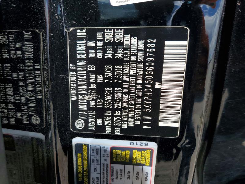 Продажа на аукционе авто 2016 Kia Sorento, vin: 5XYPHDA50GG097682, номер лота: 56962076