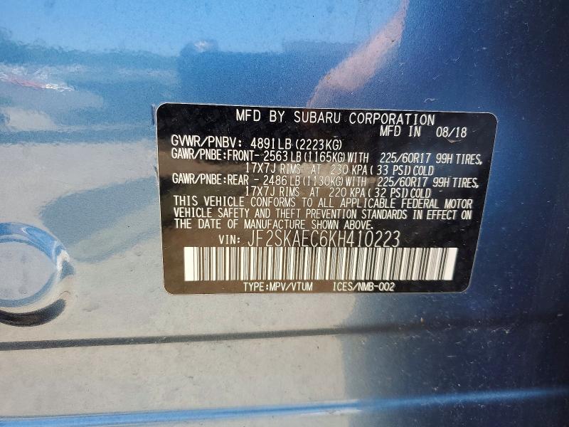 Продажа на аукционе авто 2019 Subaru Forester, vin: JF2SKAEC6KH410223, номер лота: 55515106