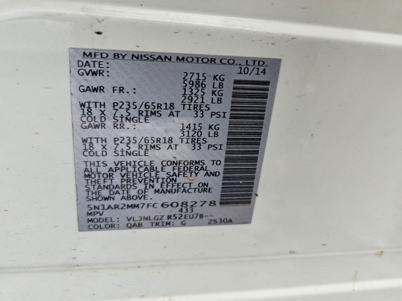 56751486 :رقم المزاد ، 5N1AR2MM7FC608278 vin ، 2015 Nissan Pathfinder مزاد بيع