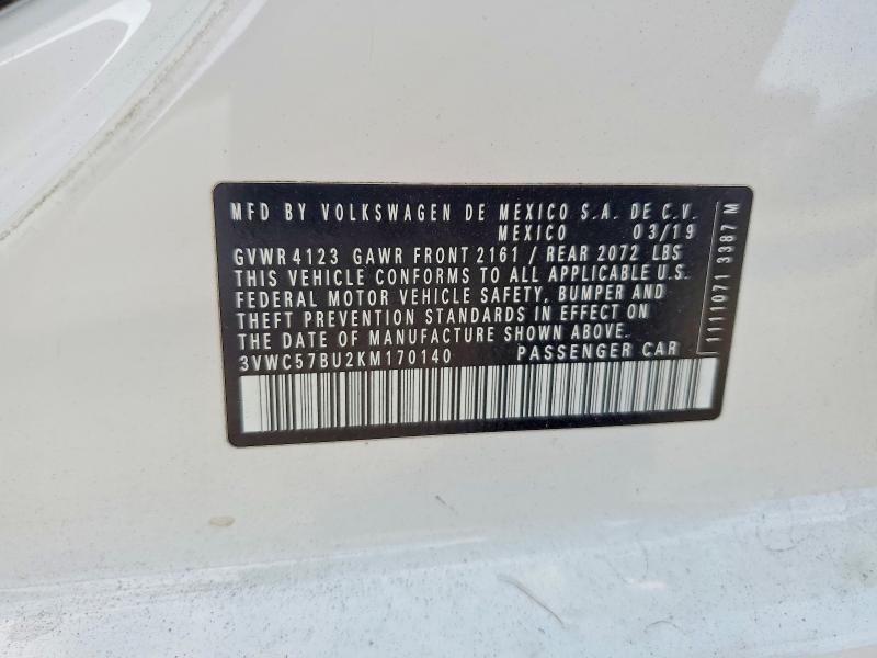 Aukcja sprzedaży 2019 Volkswagen Jetta, vin: 3VWC57BU2KM170140, numer aukcji: 58104766
