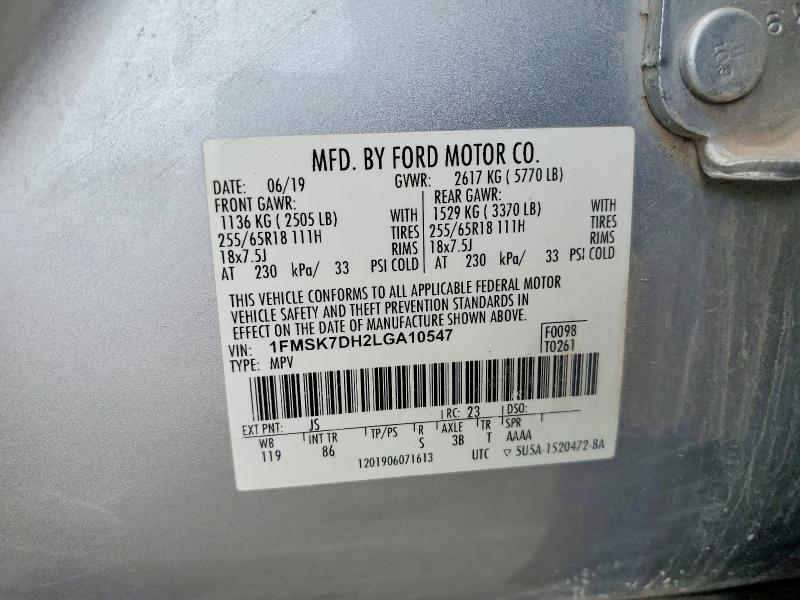 Aukcja sprzedaży 2020 Ford Explorer, vin: 1FMSK7DH2LGA10547, numer aukcji: 57347756