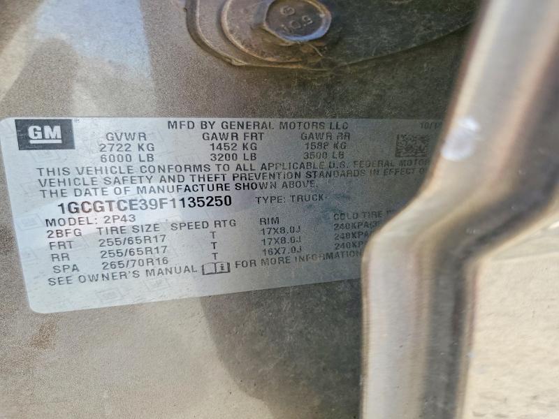 58599256 :رقم المزاد ، 1GCGTCE39F1135250 vin ، 2015 Chevrolet Colorado مزاد بيع