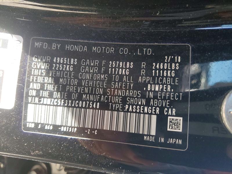 Продаж на аукціоні авто 2018 Honda Clarity, vin: JHMZC5F3XJC007548, номер лоту: 57407426