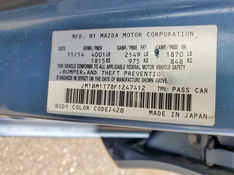 55072206 :رقم المزاد ، JM1BM1T78F1247412 vin ، 2015 Mazda 3 مزاد بيع