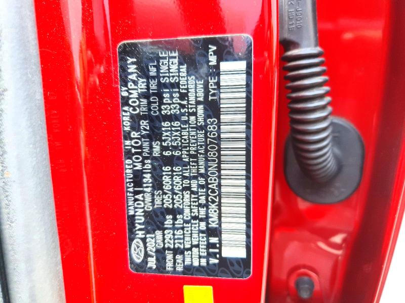 Aukcja sprzedaży 2022 Hyundai Kona, vin: KM8K2CAB0NU807683, numer aukcji: 57312036