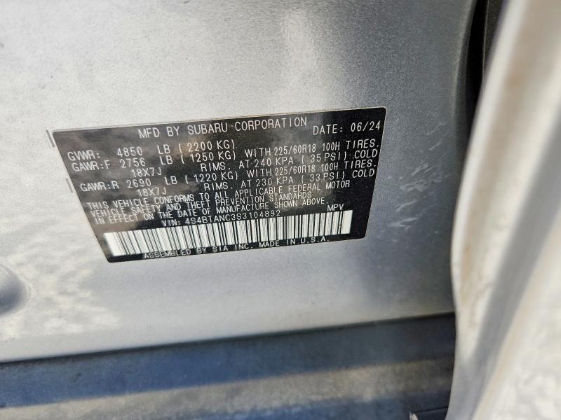 Aukcja sprzedaży 2025 Subaru Outback, vin: 4S4BTANC3S3104892, numer aukcji: 57703746
