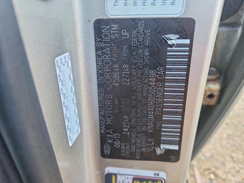 56949246 :رقم المزاد ، KNAGM4AD6D5054498 vin ، 2013 Kia Optima مزاد بيع