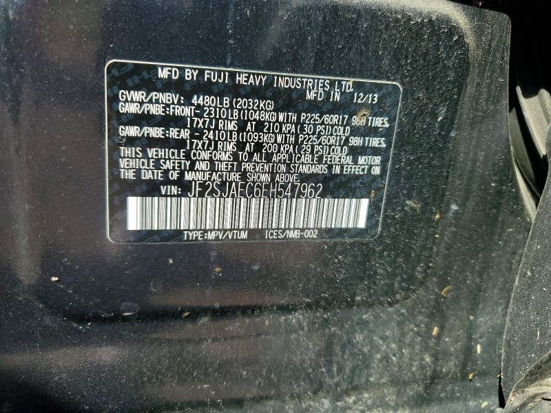 Продажа на аукционе авто 2014 Subaru Forester, vin: JF2SJAEC6EH547962, номер лота: 55215036