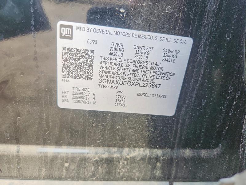 2023 Chevrolet Equinox მანქანა იყიდება აუქციონზე, vin: 3GNAXUEGXPL223647, აუქციონის ნომერი: 55908776