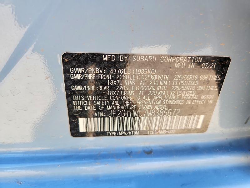 Продажа на аукционе авто 2021 Subaru Crosstrek, vin: JF2GTHMC7M8385672, номер лота: 58316986
