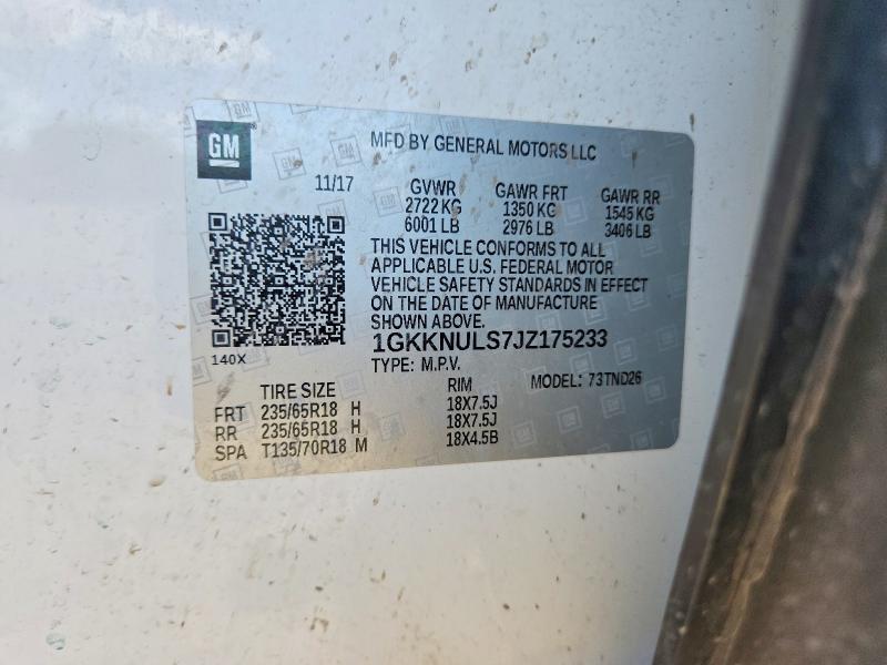 2018 Gmc Acadia მანქანა იყიდება აუქციონზე, vin: 1GKKNULS7JZ175233, აუქციონის ნომერი: 58626926