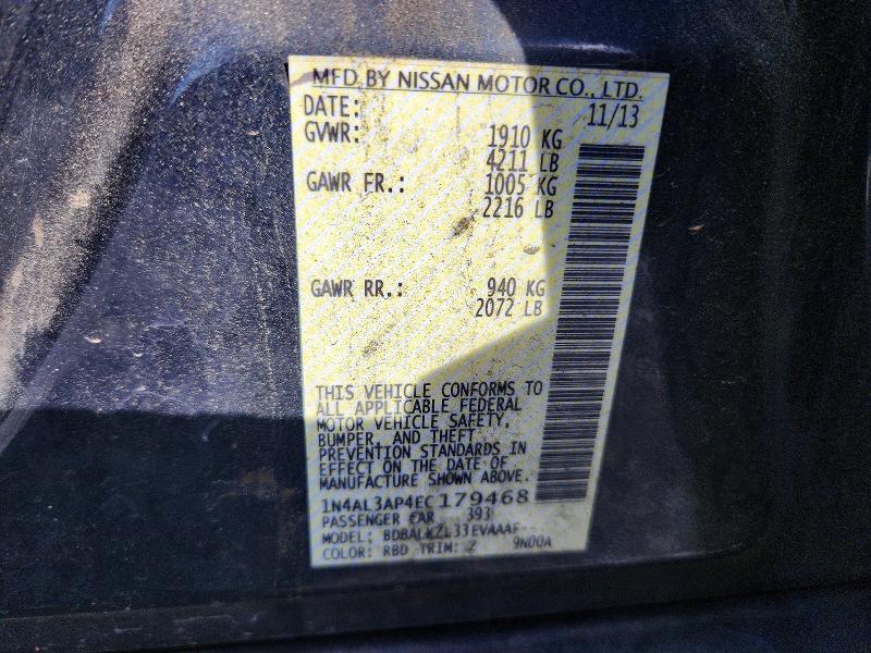 Продажа на аукционе авто 2014 Nissan Altima, vin: 1N4AL3AP4EC179468, номер лота: 57441986