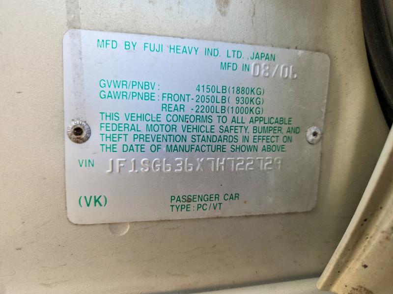 2007 Subaru Forester მანქანა იყიდება აუქციონზე, vin: JF1SG636X7H722729, აუქციონის ნომერი: 57573056