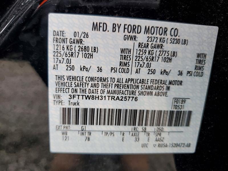 Aukcja sprzedaży 2026 Ford Maverick, vin: 3FTTW8H31TRA25776, numer aukcji: 57921746