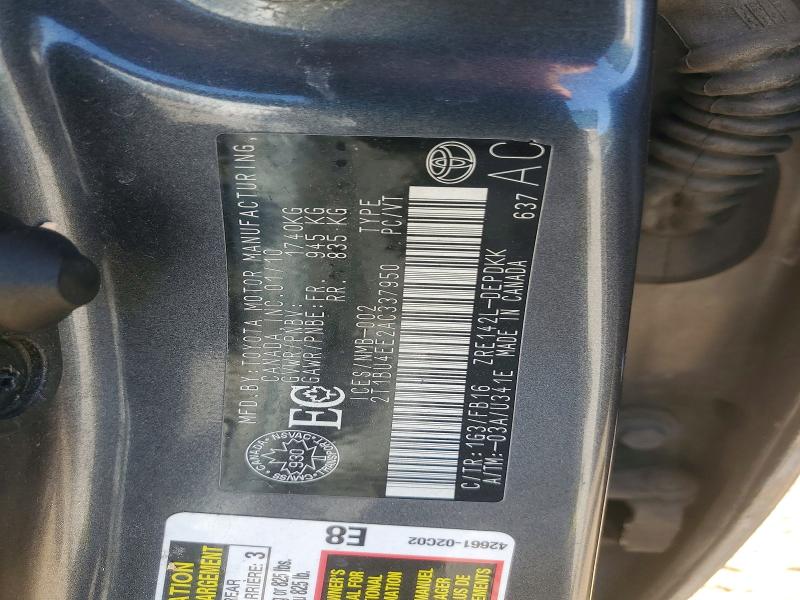 55604356 :رقم المزاد ، 2T1BU4EE2AC337950 vin ، 2010 Toyota Corolla مزاد بيع